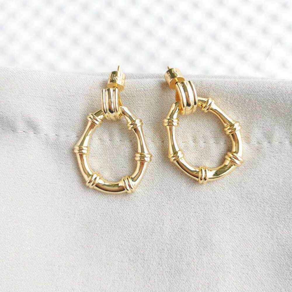 Alicia Bonnie Gold Elora Drop Hoop Earrings NEW